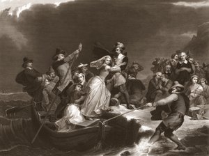 Zarándokok partraszállás Plymouth Rocknál 1620-ban, pub.1869